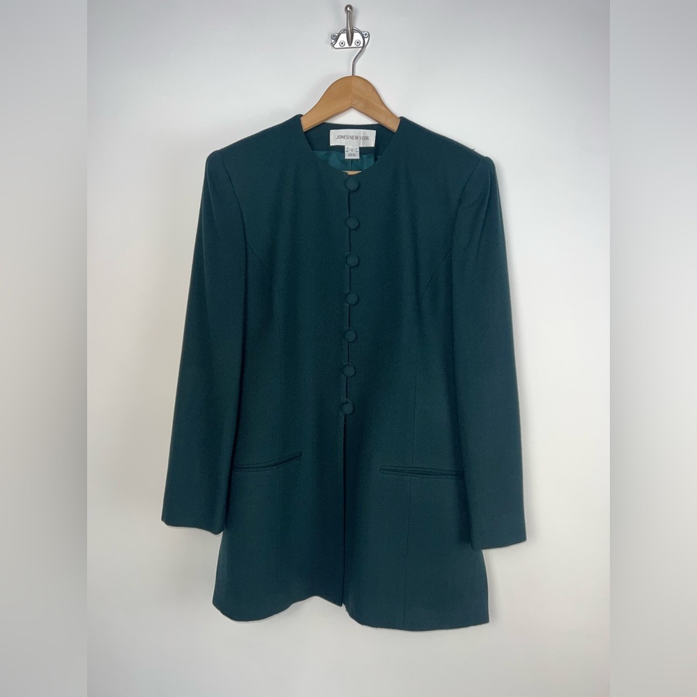 VTG Jones New‎ York 100% Worsted Wool Jacket – Made in USA Size 8 Green Blazer